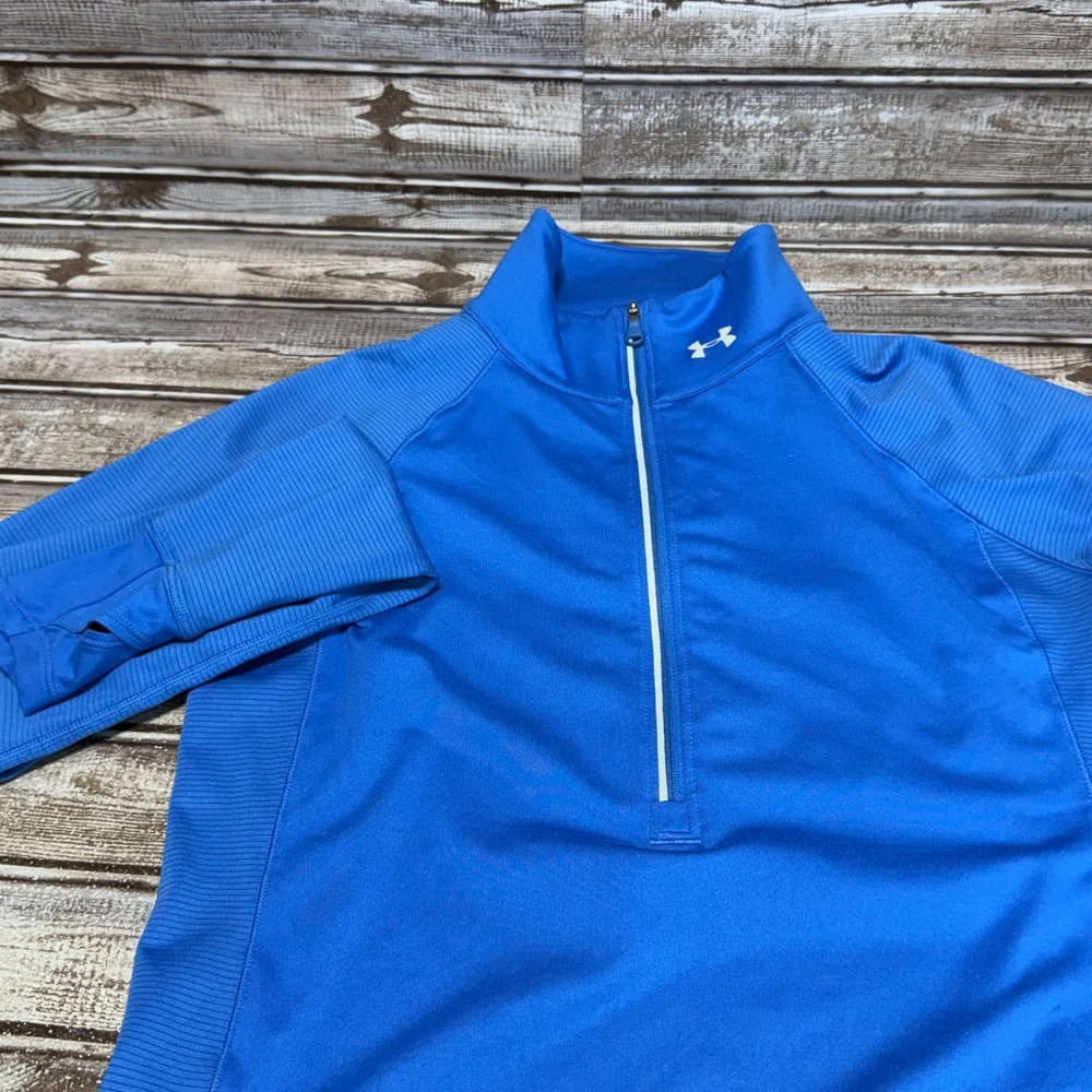 Under Armour Quarter Zip Pullover Womens‎ Small Blue Long Sleeve Athletic Ribbed
